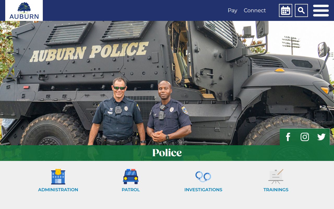 Auburn Police Department official website with contact information for jail records