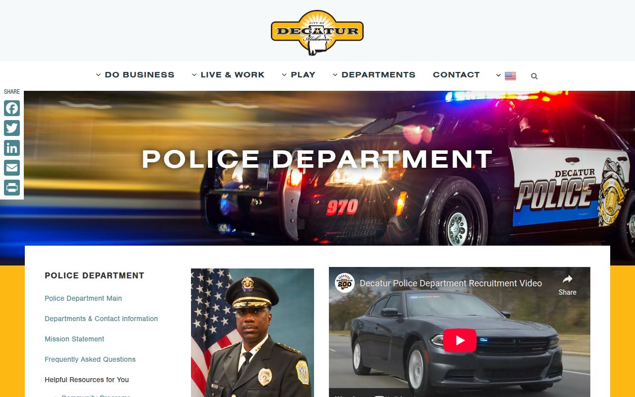 Decatur Police Department official website with contact and booking information