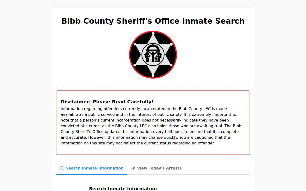 Bibb County Sheriff inmate search portal for jail roster lookup