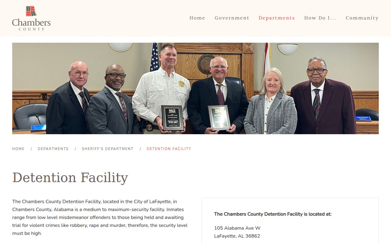 Chambers County Detention Facility information page