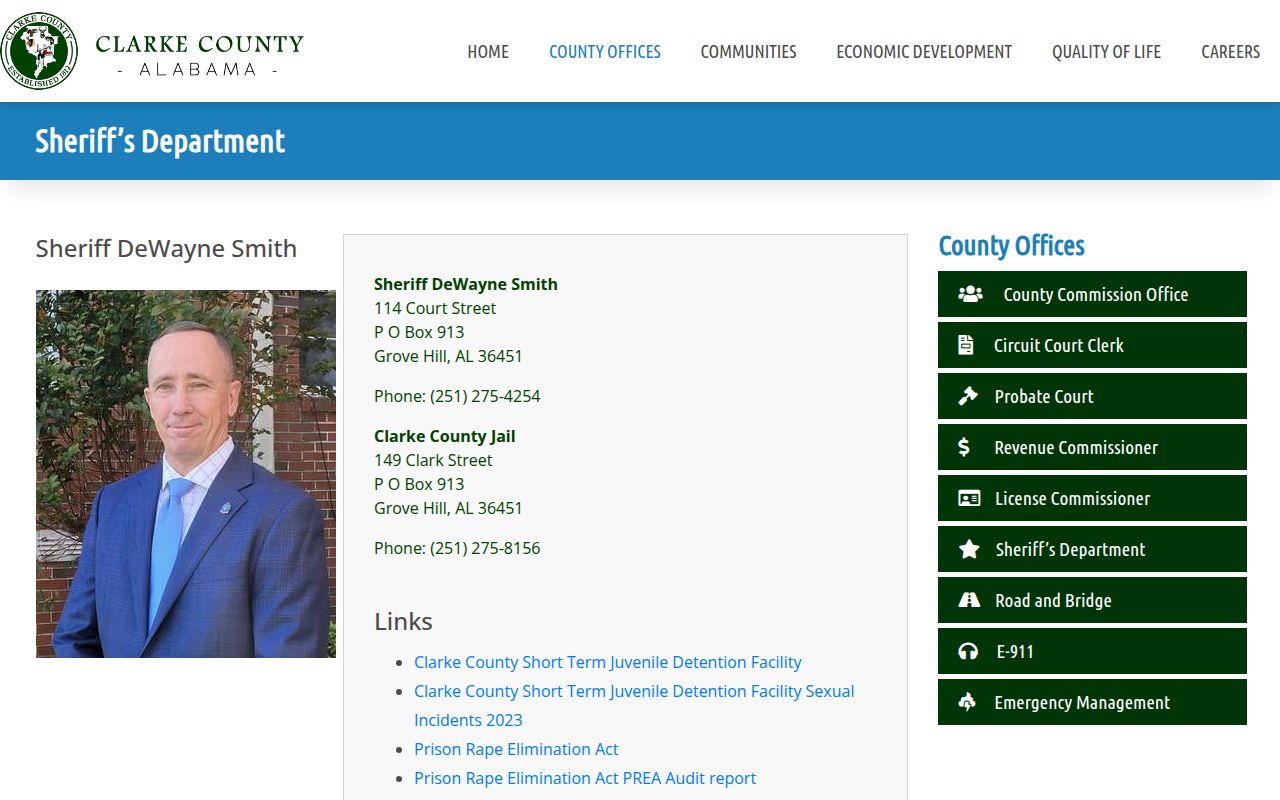 Clarke County Sheriff Department website for jail roster access