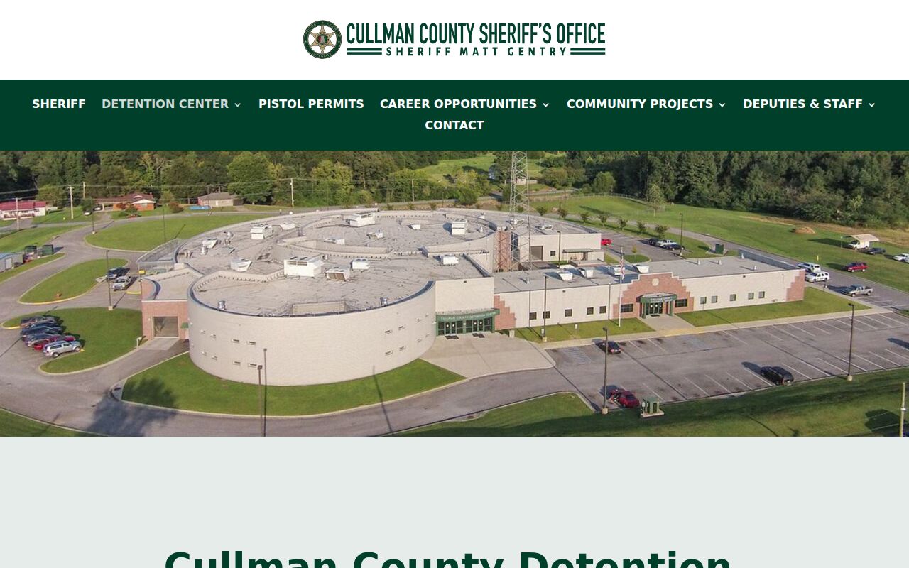 Cullman County Detention Center information page showing jail services and contact details