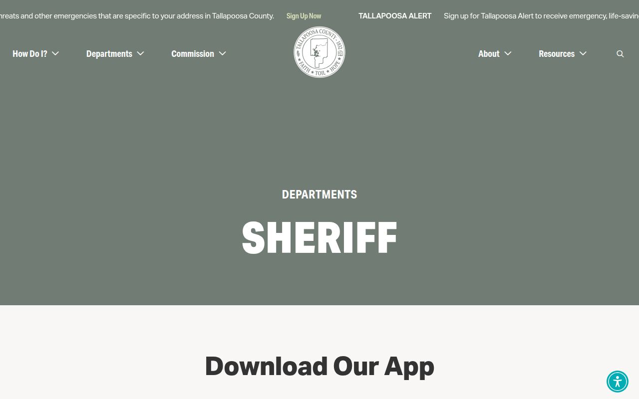 Tallapoosa County Sheriff page from county government website